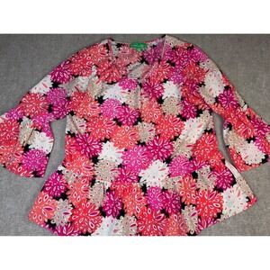 Women's Pink Polyester Pappagallo Bell Sleeve Blouse Top size M